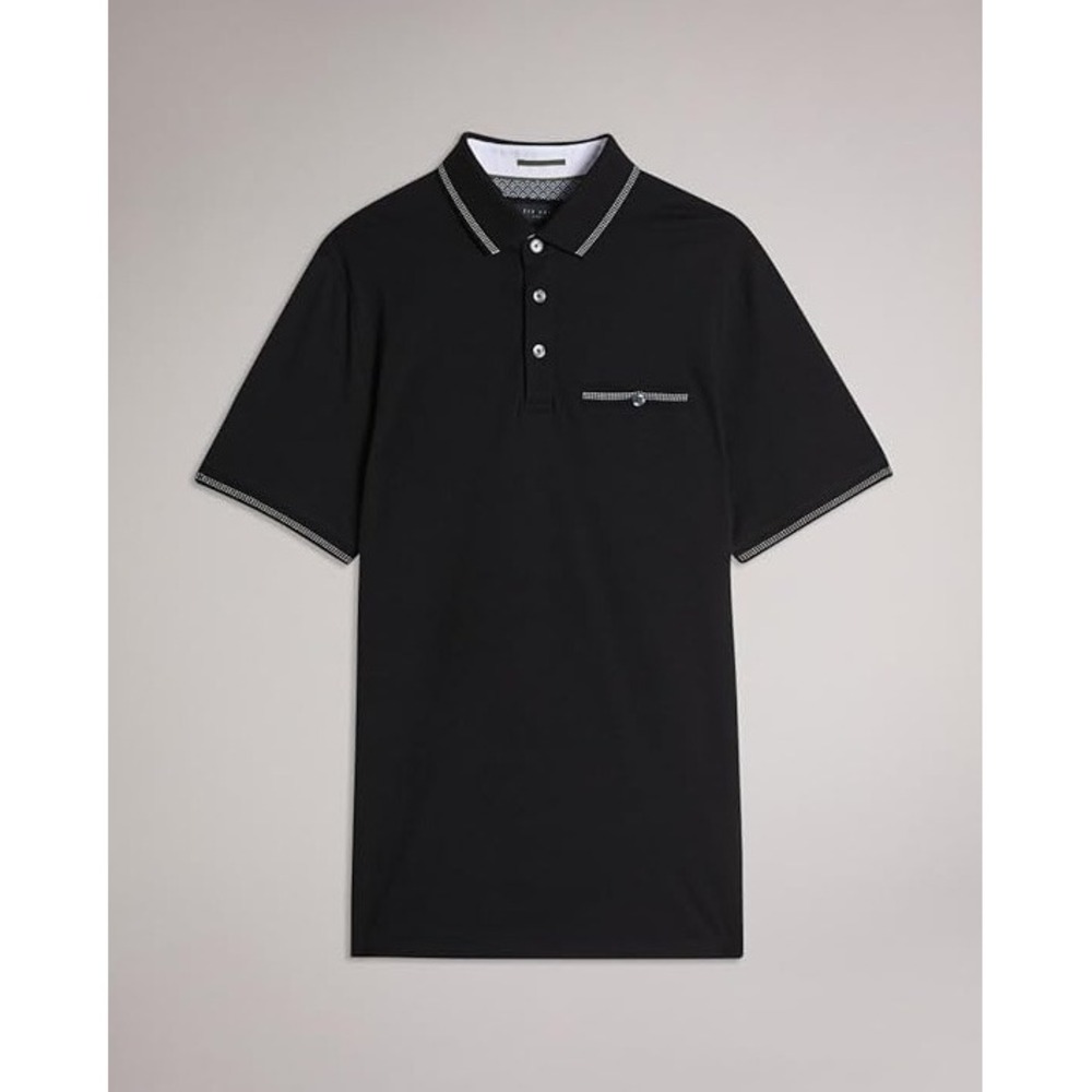 Ted Baker Men's London Tortila Short Sleeve Birdseye Stripe Collar Polo Shirt 4